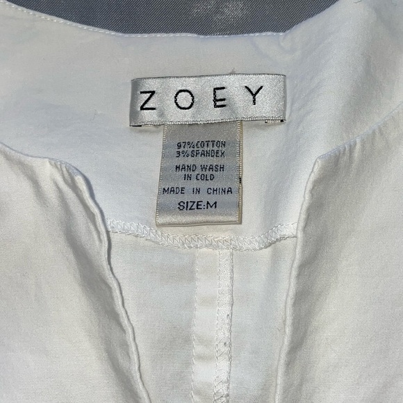 Zoey White Full Zip Long Tunic Top Shirt Dress Cotton Stretch Size Medium - Picture 6 of 12